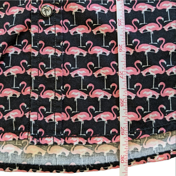 Good Vibes men's flamingo shirt black and pink button down slim fit size S - Picture 8 of 8